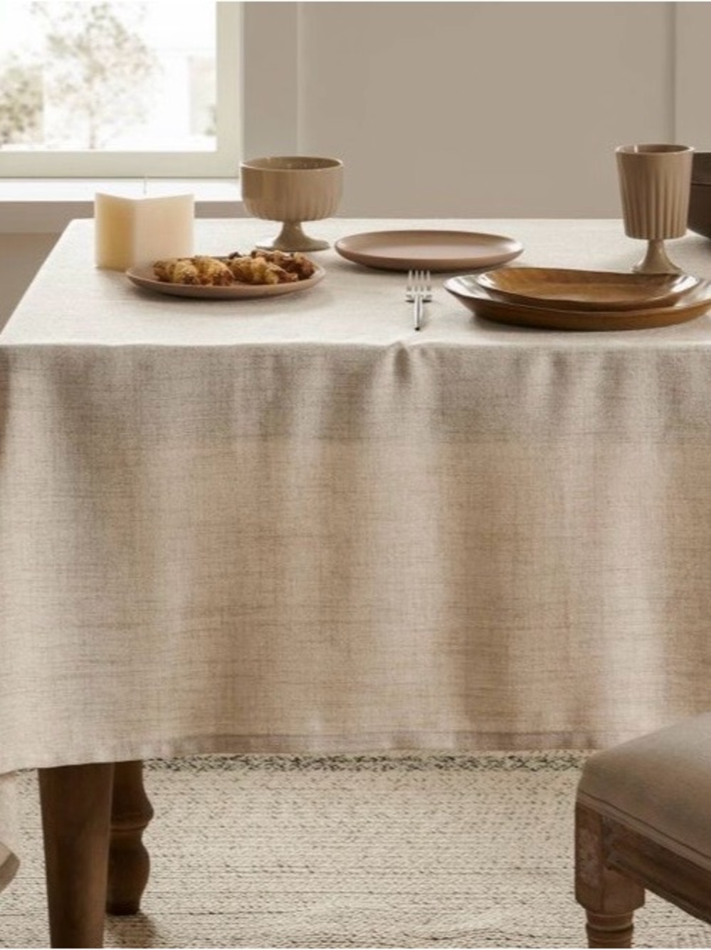 Neutral Linen-Texture Tablecloth - Beige